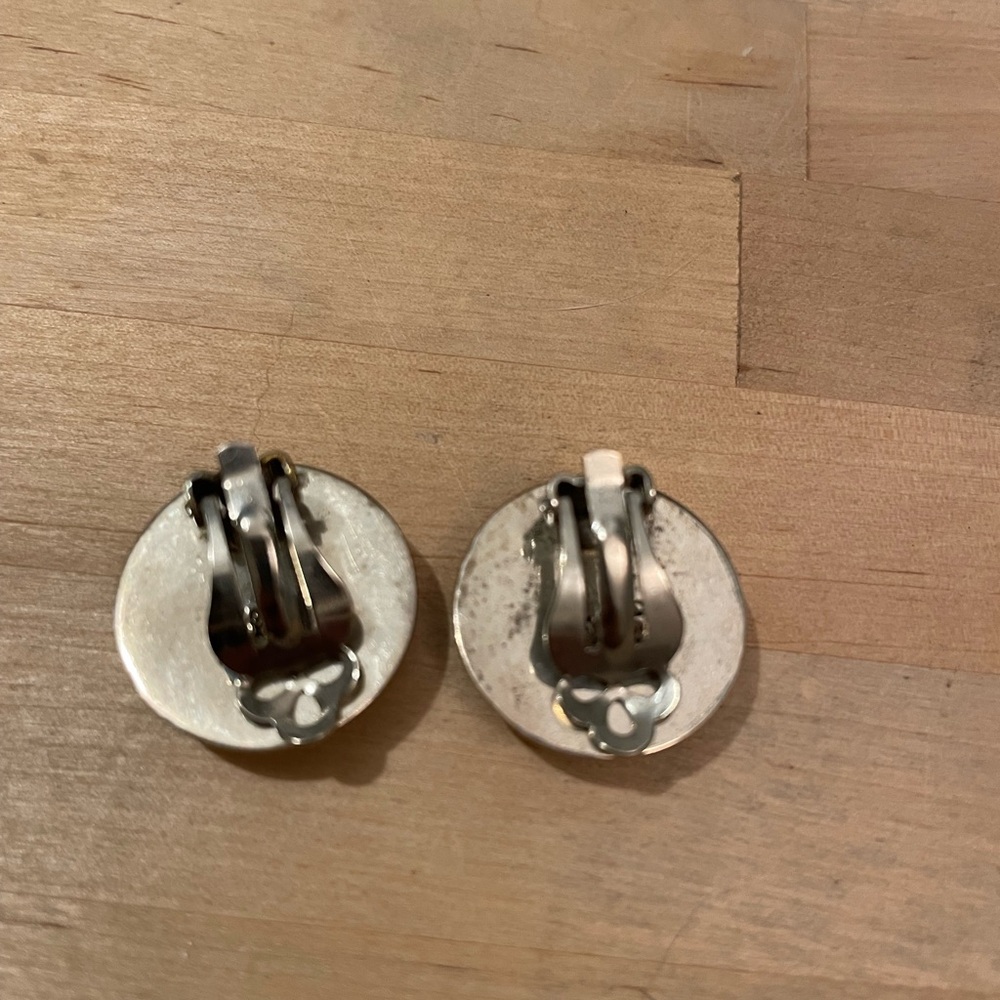 Vintage 925 Sterling  Silver Earrings TAXCO MEXICO TS-01 Round Circle Clip-on - Picture 7 of 9